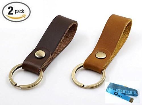 Cy3Lf Leather Valet Key Chain Key Ring,Brown and Dark Brown (Pack of 2)