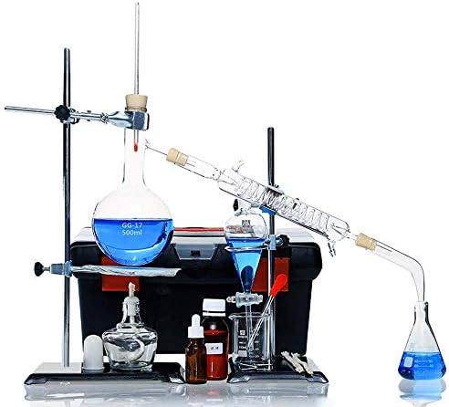 UOOGOU Laboratory Glass Distillation Unit, Laboratory Utensils Industrial Science Distiller Manufacturing Essential Oil Alcohol Distilled Water Filter Chemical Laboratory Equipment