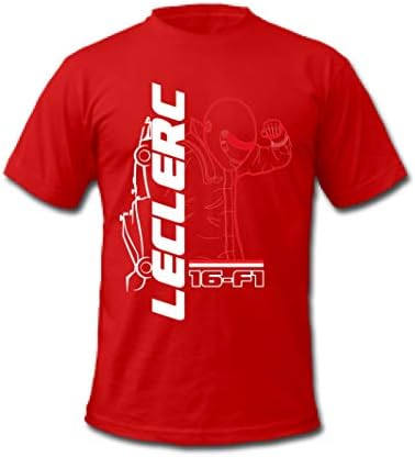 F1 Charles Leclerc 16 Grand Prix Formula 1 Monaco Ferrari Racing Driver T-Shirt (XLarge, Red)