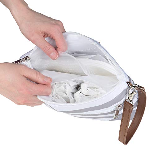 Diaper Clutch Bag and Mini Rash Cream Applicator with Travel Case, Soft Flexible Silicone - Water Resistant; Lightweight; Refillable Wipes Dispenser; Portable Changing Kit (Gray + Gray)