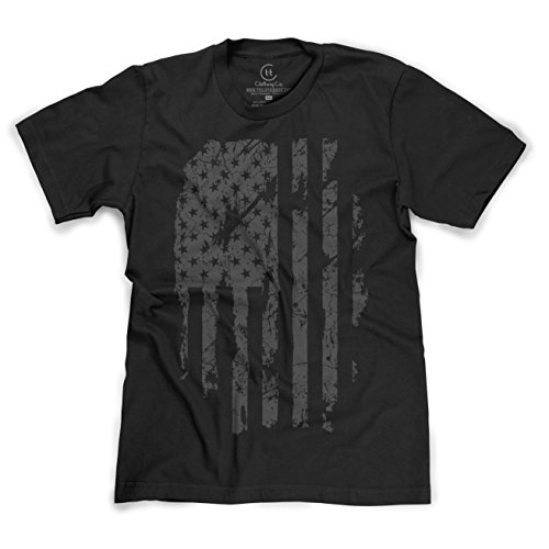 Patriotic American Flag Distressed USA Pride T-Shirt - (Black) Large