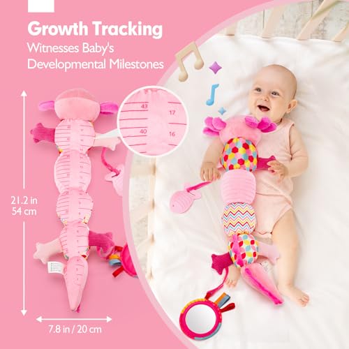 hahaland Baby Toys 6 Months, Sensory Musical Toys Babies 0-3 Months with Rattle, Teether, Mirror – Tummy Time Interactive Gift Baby 3 6 12 Months