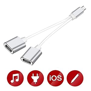 Headphone Adapter and Charger Adaptor, Lightning to 3.5mm Aux Earphone Jack Audio Adaptor for iphone X/8/8Plus/7/7Plus/6/6Plus from ABN