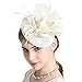Sinamay Feather Fascinators Womens Pillbox Flower Derby Hat for Cocktail Ball Wedding Church Tea Party Ivory Color