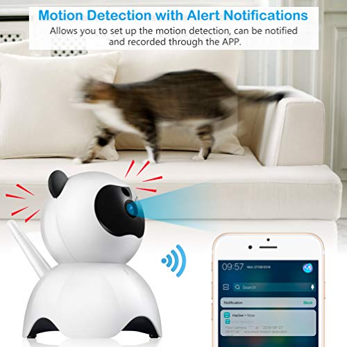 Petacc Pet Camera Night Vision Dog Camera Indoor Cat Camera Wireless IP Camera for Pet Monitor, 2.4GHz, Two-Way Audio, 1080P Video, Motion Detection, Pan 350°, Tilt 65°