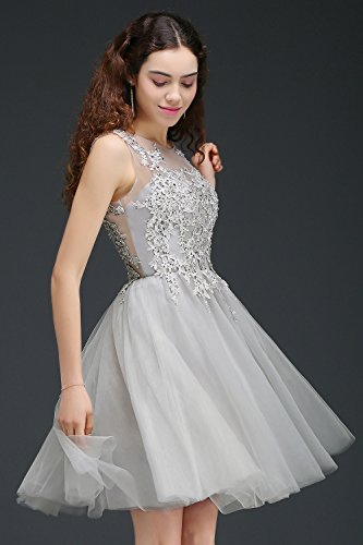 MisShow-Damen-Prinzessin-V-Ausschnitt-Tll-Cocktailkleid-Applique-Ballkleid-Abendkleid-Rckenfrei-Knielang-Gr32-46