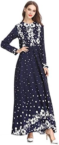 Vaycally Dresses for Women Without The Headscarf Women Dress Loose Muslim Evening Party Cocktail Casual Dresses Muslim Women's Print Sleek Temperament Slim National Wind Noble Dress