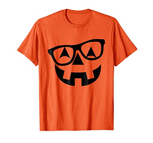 Jack O Lantern Costume Shirt StorePumpkin with Glasses Pumpkin Nerd T-ShirtOEKO-TEX STANDARD 100