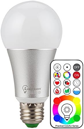 LumenBasic RGBW LED Bulb E26 E27 10w Color Changing Light Bulbs and Daylight White Color with Remote Control and Wall Switch Control Function