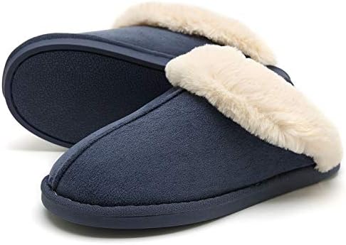 WATMAID Womens/Mens Cotton House Slippers, Bootie Slippers Memory Foam Fleece Lining for Indoor/Outdoor