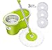 HomeHelper Deluxe Microfiber Spin Mop,Bucket Floor Cleaning System-With 2 Microfiber Mop Heads-1-Year Guarantee For Stainless Steel Mop Handle