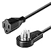 Maximm Cable 3 Feet 360° Rotating Flat Plug Extension Cord/Wire, 3 Prong Grounded Wire 16 Awg Power Cord - Black UL Certified
