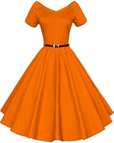 iLover Women 1950s V-Neck Vintage Rockabilly Swing Evening Party Dress
