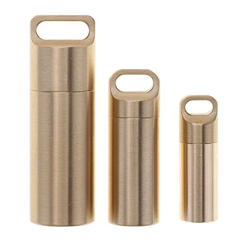 Vanker Portable EDC Brass Waterproof Tank Small Medicine Pill Box Case Capsule Seal Container Bottle Outdoor Travel Survival Camping