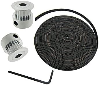 Orish 2Pcs Aluminum Alloy GT2 20T 6.35mm Bore Timing Pulley + 2M GT2 Belt 10mm Width For 3D Printer
