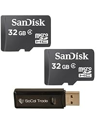 SanDisk 32 GB x2 Clase de tarjeta de memoria microSD HC, 4 con Socal Comercio (TM) MicroSD HC XC & SD HC XC Dual Slot Card Reader