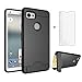 Phone Case for Google Pixel 2XL with Tempered Glass Screen Protector Cover and Credit Card Holder Slim Hard Wallet Hybrid Cell Accessories Kickstand Pixel2XL Pixel2 2 XL Two LX Cases Women Men Black
