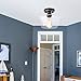 HMVPL Modern Industrial Clear Glass Shade Lighting Fixture, Black Semi Flush Mount Ceiling Light with Golden Edge, Farmhouse Ceiling Lamp for Porch Hallway Foyer Kitchen Island Bedroom Dining Room
