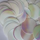 30mm Round SEQUIN PAILLETTES ~ WHITE RAINBOW IRIS Shiny Premium ~ Loose sequins for embroidery, bridal, applique, arts, crafts, and embellishment. Made in USA.