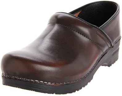sanita black patent clogs