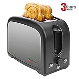 2-Slice Toaster,Household Automatic Fast Heating Compact Brushed Stainless Steel Bread Toaster Breakfast Bagels Muffins,Waffles,Bagels,Wide Slot Temp-Control,Cool Touch Defrost Reheat Cancel
