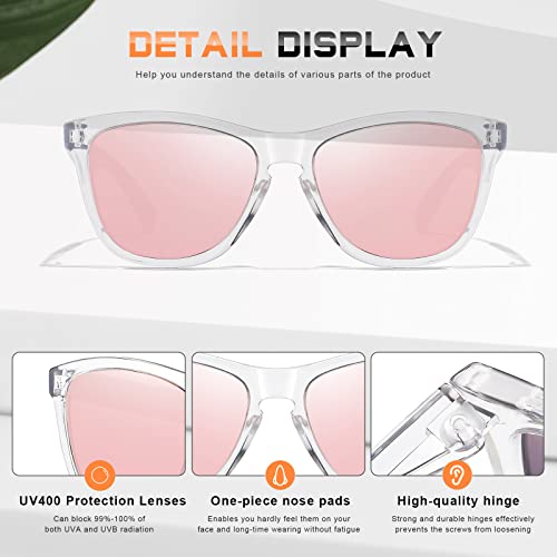 DANAMY Sunglasses Womens Polarized Trendy Sunglasses - Men & Women Mirrored Driving Fishing Sun Glasses with UV400 Protection
