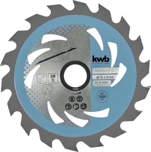 kwb 581954 Energy-Saving Circular Saw Blade Easy Cut, Ø 135 x 20 mm Thin Cut with Special Alternate Tooth 18 Teeth Z18, AKKU-TOP Thin Cut, 135 x 20