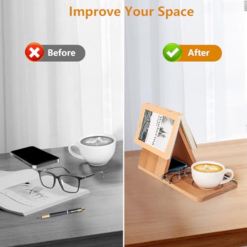 Sloworld Small Bookshelf, Triangle Book Holder, Wood Short Mini Book Rest, Simple Bookcase for Bedroom Nightstand Office Table Centerpiece Decor for Coffee and Book Lover Gift (Coffee)