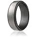 ROQ Silicone Rubber Wedding Ring for Men, Comfort Fit, Men's Wedding Band, Breathable Rubber Engagement Band, 8mm Wide 2mm Thick, Step Edge, Single, Beveled Metallic Platinum, Size 10