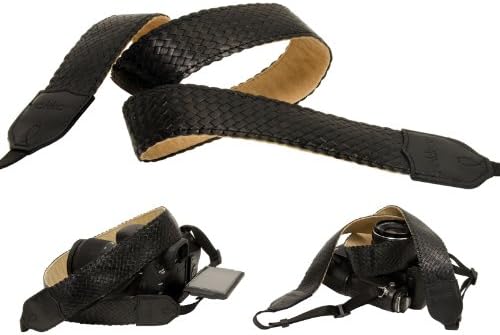 Black Leather Mesh 38mm Neck Shoulder Camera Strap for Film SLR DSLR RF Digital