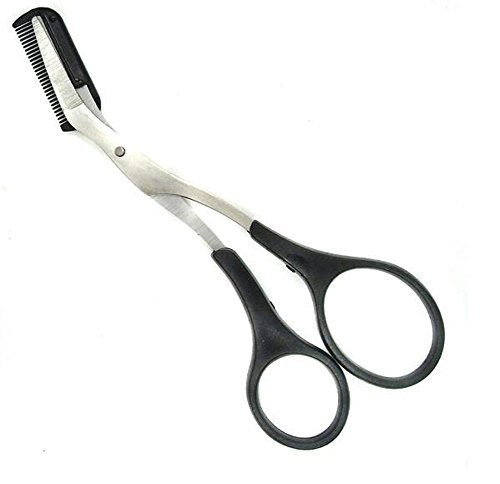 1pcs Black Professional Trimmer Eyebrow Shear Threading Cut Scissors Hair Remover Scissor With Comb & Non Slip Finger Gr