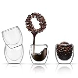 PunPun Espresso Glass Cups, Demitasse cups Double Wall Clear Thermo Insulated Glass,Set of 4 Insulated Coffee Shot Glass, 100% Lead free,Resistance From -20~150 Fegree Centigrade,(2.7 oz. / 80 ml)