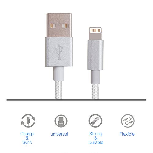 YRGYRJMISN iPhone Cable Extra long iPhone Charging Cord,Data Sync,4Pack [3FT 6FT 6FT 10FT] Nylon Braided to USB Charger for iPhone X/8/8 Plus/7/7 Plus/6/6s Plus/5s/5 and iPad etc. (silver) - Thumbnail 3
