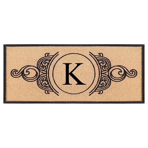 A1HC Natural Coir Monogrammed Doormat for Outside Entrance, Heavy Duty, Low Pro…