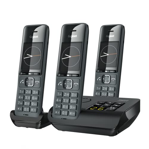Gigaset Comfort 520A Trio - 3 Telefoni Cordless Con Segreteria Telefonica, Audio Con Funzione Vivavoce - Protezione Chiamate - Rubrica Con 200 Contatti, Nero, ‎5.2 x 2.6 x 16.1 cm, 116 grammi