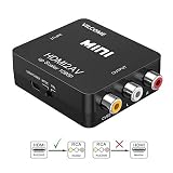 HDMI to RCA, HDMI to AV, VILCOME 1080P HDMI to 3RCA CVBS AV Composite Video Audio Converter Adapter Supports PAL/NTSC with USB Charge Cable for PC Laptop HDTV DVD (Black)