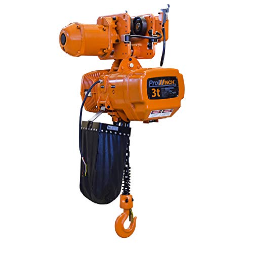 Prowinch 3 Ton Electric Chain Hoist with Electric Trolley Double Speed 30ft Lifting Height G100 Chain Water Resistant Pendant Control M4/H3 Duty Cycle 3 Phase 240/380/460V - Image 3