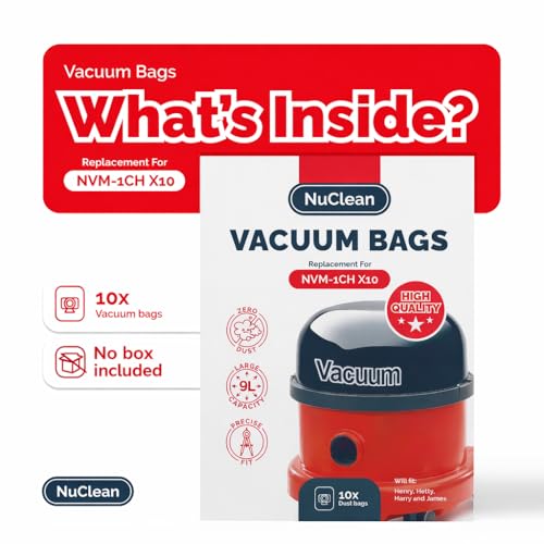 NuClean - Compatible Henry Hoover Bags - Pack of 10 Large Vaccum Bags
