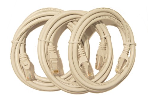 Pack of (3) 5 foot white snagless Cat6 Cat 6 ethernet cord patch cables