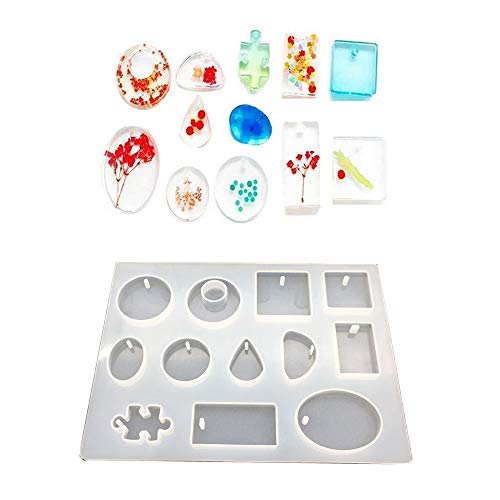 225 Pcs Resin Jewelry Molds DIY Jewelry Casting Molds Tools Set Resin Jewelry Casting Molds Contains 16 Silicone Resin Jewelry Molds for DIY Jewelry Craft Making