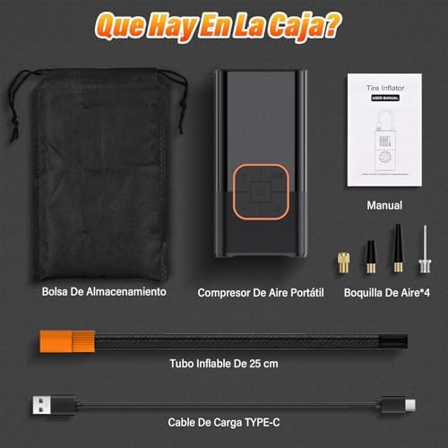 Compresor de Aire Portátil para Neumáticos 150 PSI 7.4V – Bomba de Aire Inalámbrica Digital con Batería 1800mAh×2, Presión Preestablecida, Luz LED para Coche Moto Bicicleta Balones Viajes