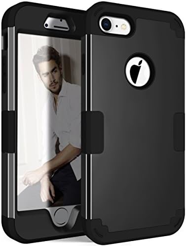 iPhone 8 Case, AOKER [New] [Perfect Fit] [Drop Protection] [Anti-scratch] Three Layer Heavy Duty High Impact Resistant Shockproof Full-Body Protective Case Cover for Apple iPhone 8 (Black 2)