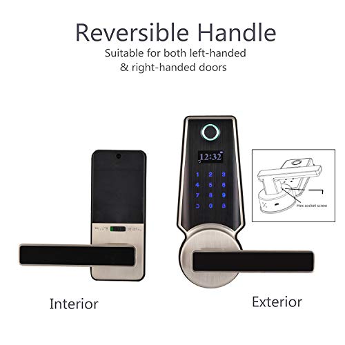 HARFO FM02 Fingerprint and Touchscreen Keyless Smart Lever Door Lock, Advanced 3D Fingerprint Reader for Office Home (Sliver) - Thumbnail 2