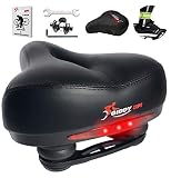 Giddy Up! Bike Seat - Most Comfortable Memory Foam Waterproof Bike Saddle, Universal Fit, Shock Absorbing Including Mounting Wrench - Allen Key - Reflective Band and Waterproof Protection Cover