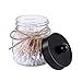 Elwiya Mason Jar Qtip Holder Premium Glass with Stainless Steel Lid, Rustic Mason Jar Cotton Ball / Swabs / Rounds Holder Farmhouse, 1 Pack Mason Jar Decor Bathroom Vanity Storage Organizer