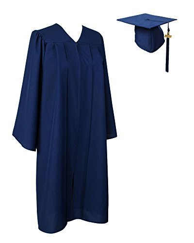 GraduationService Matte Gown Cap Tassel 2017 Unisex, Navy, 45FF(5.0-5.2)inches