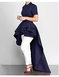 Misassy vestido largo de manga corta con volantes y cola de golondrina para mujer