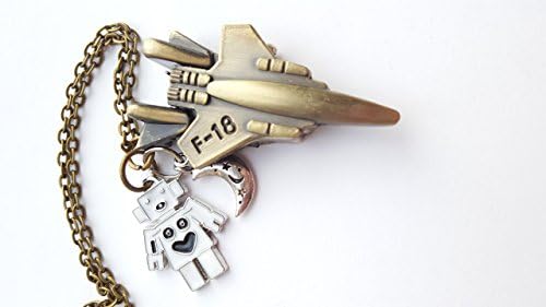 Spaceship Robot Star Pocket Watch Necklace