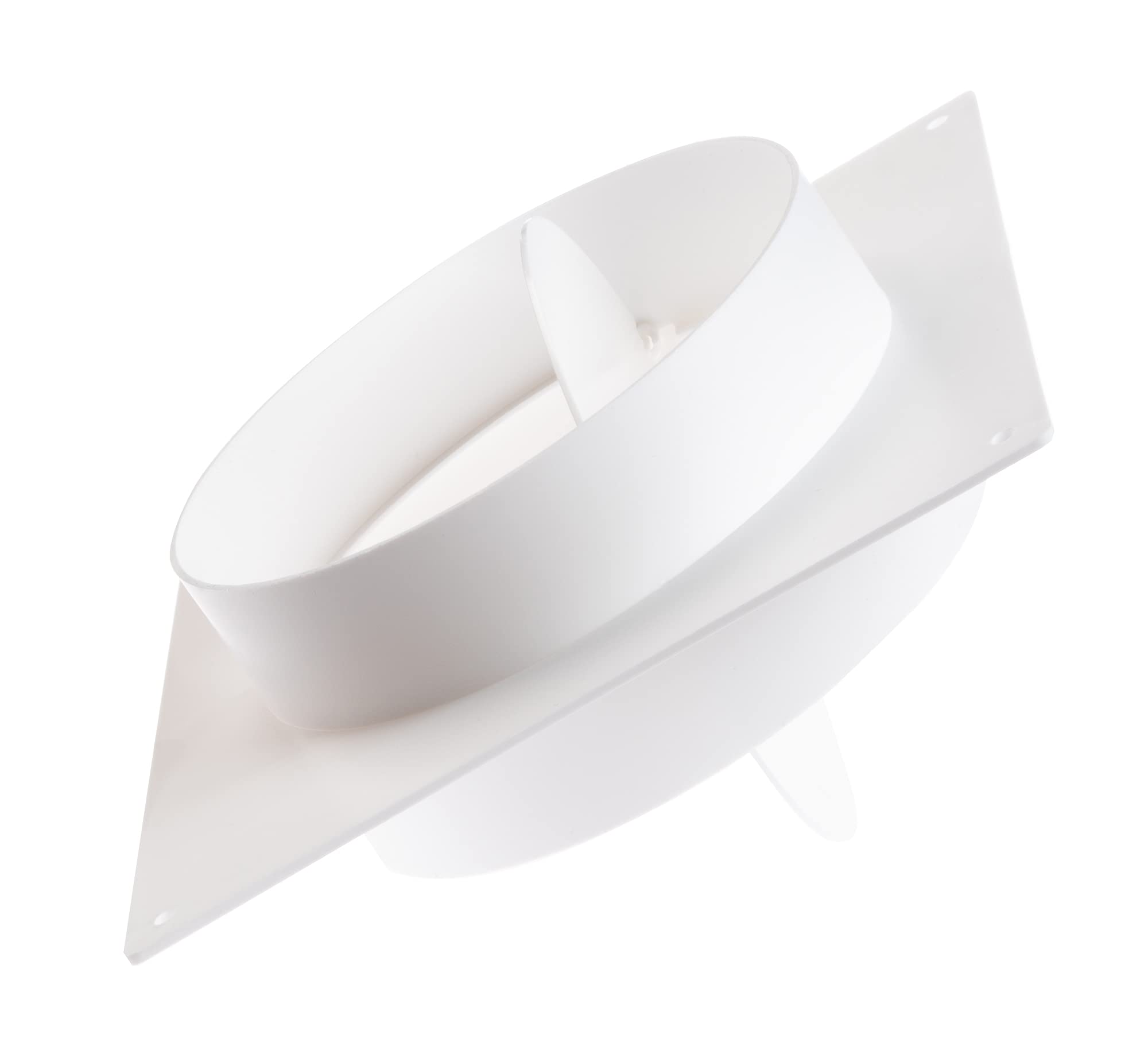 Steinberg14 White Ø 125mm / 5" Round Wall Flange with Backflow Valve, PVC Connector for Ventilation Pipe