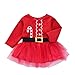 Christmas Baby Girls Long Sleeve Print Tutu Dress Red Crystal Princess Party Skirt Bodysuit (6-12Months, Red)